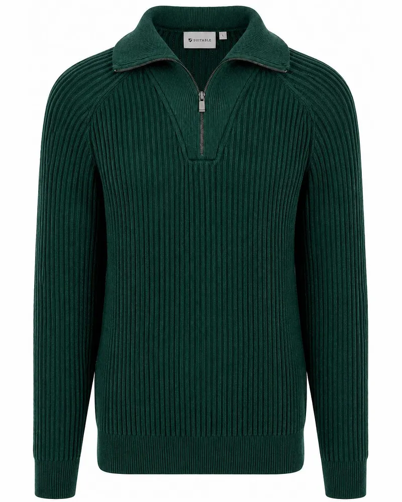 Suitable Half Zip Pullover Sailor Wool Blend Dunkelgrün Dunkelgrün