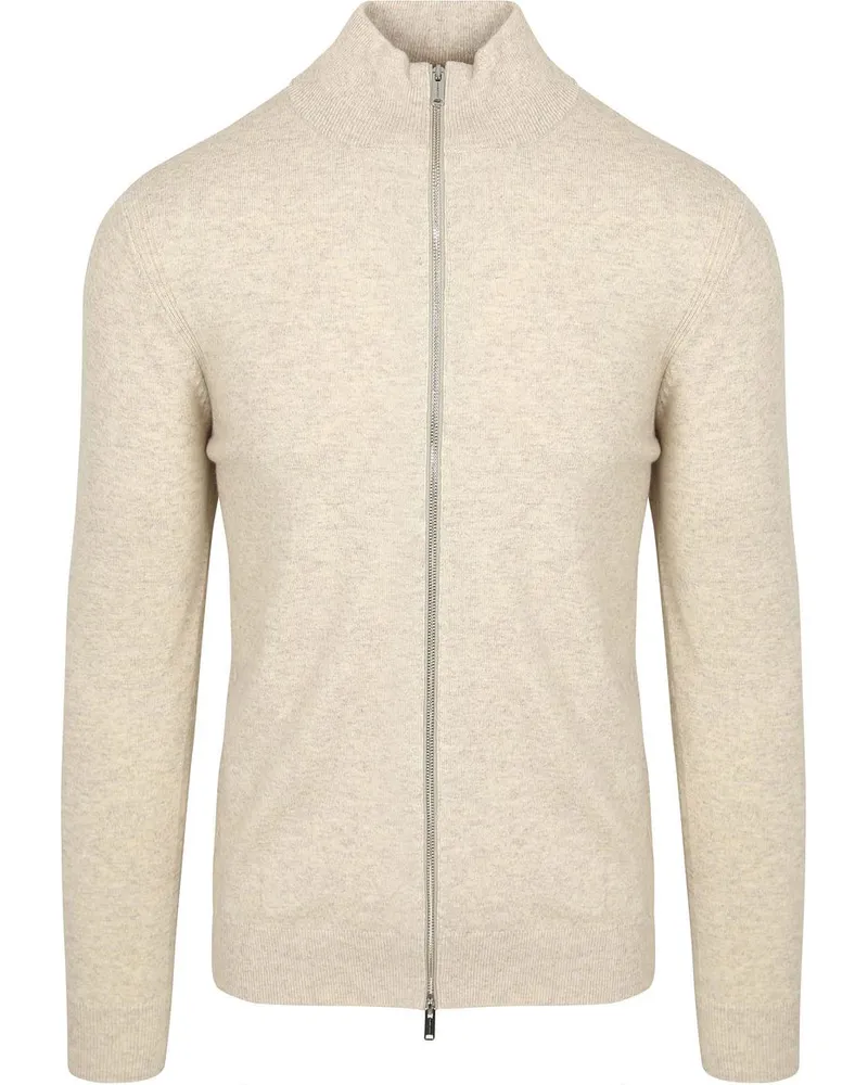 Profuomo Strickjacke Merinowolle Ecru Grau