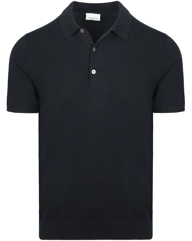 Profuomo Gestricktes Poloshirt Marine Dunkelblau
