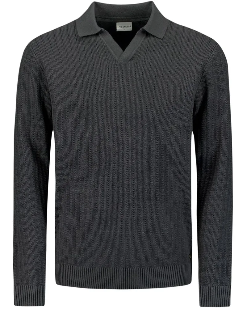 No Excess Langarm - Longsleeve Poloshirt Riva Anthrazit Grau