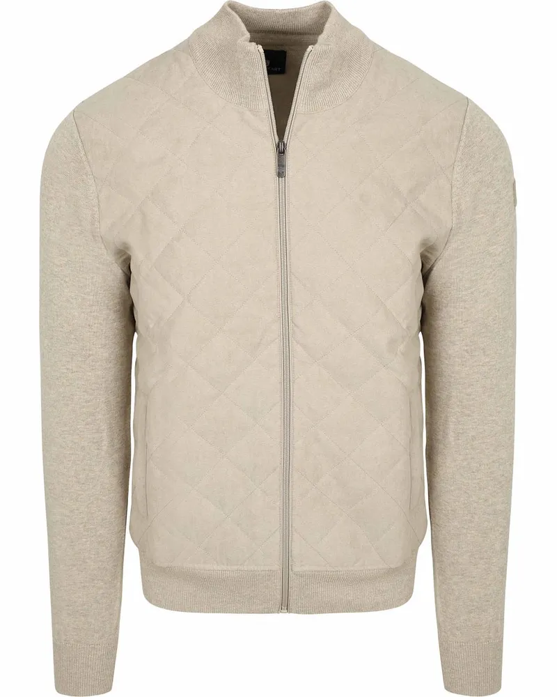 CasaModa Strickjacke Zip Hybrid Wattiert Taupe Taupe