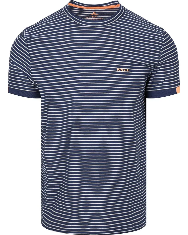 New Zealand Auckland NZA) T-shirt Jersey Stripe Navy Sky Blau