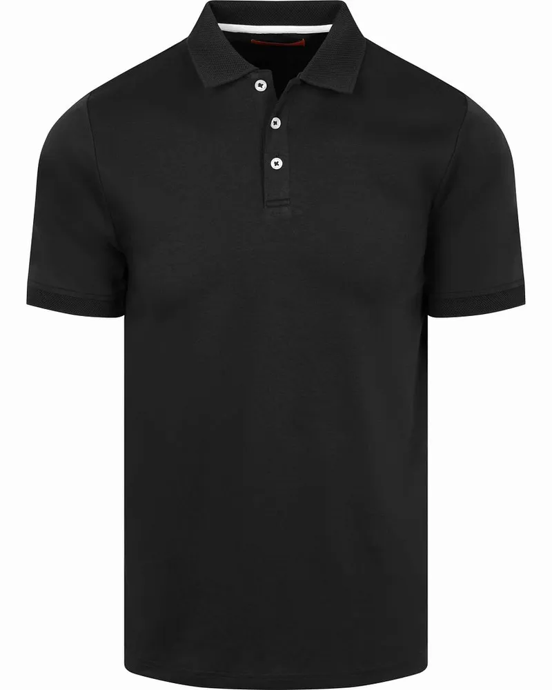 Suitable Boris Liquid Poloshirt Schwarz Schwarz