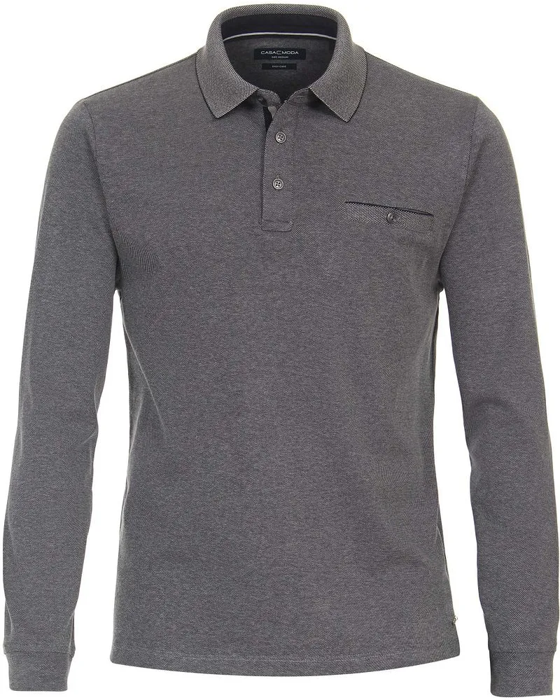 CasaModa Casa Moda Poloshirt Long Sleeves Grau Grau