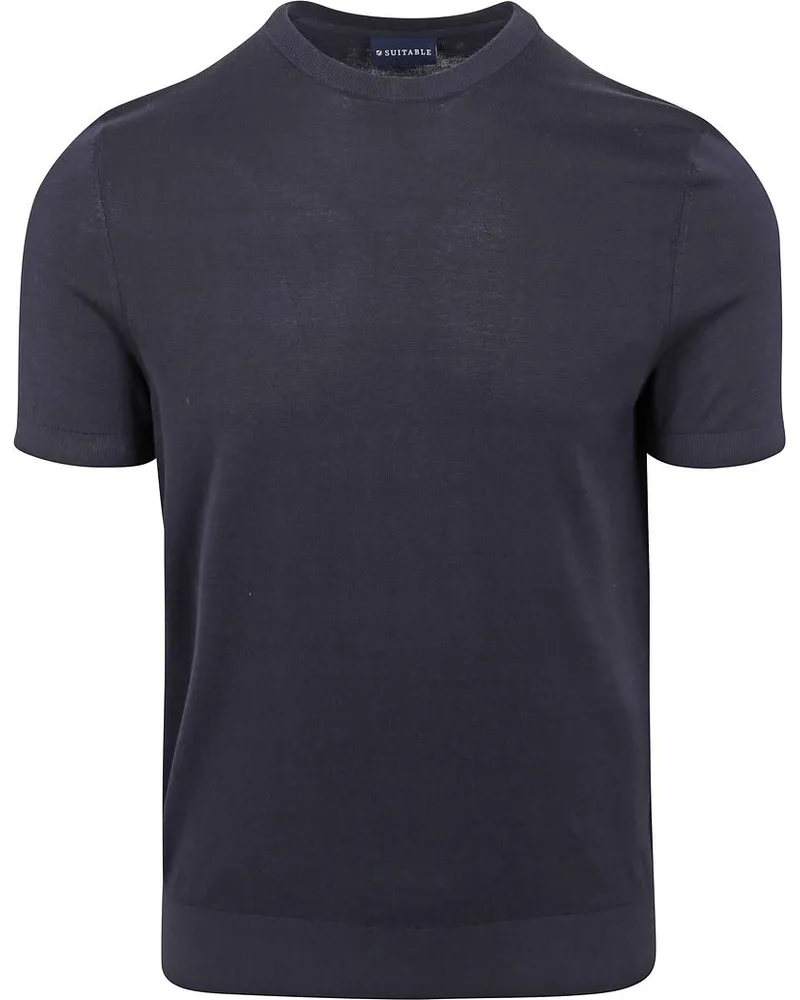 Suitable Knitted T-shirt Navy Dunkelblau