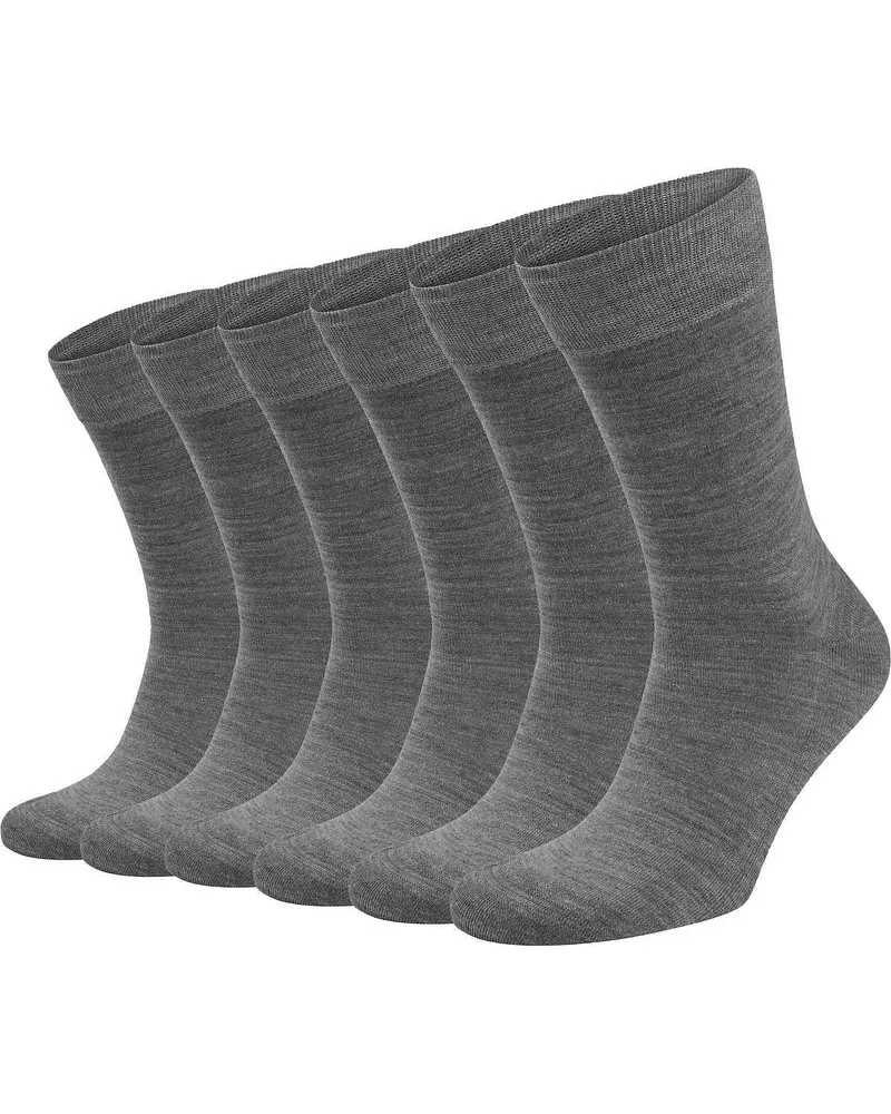 Suitable Merino Socken Grau 6-Pack Grau