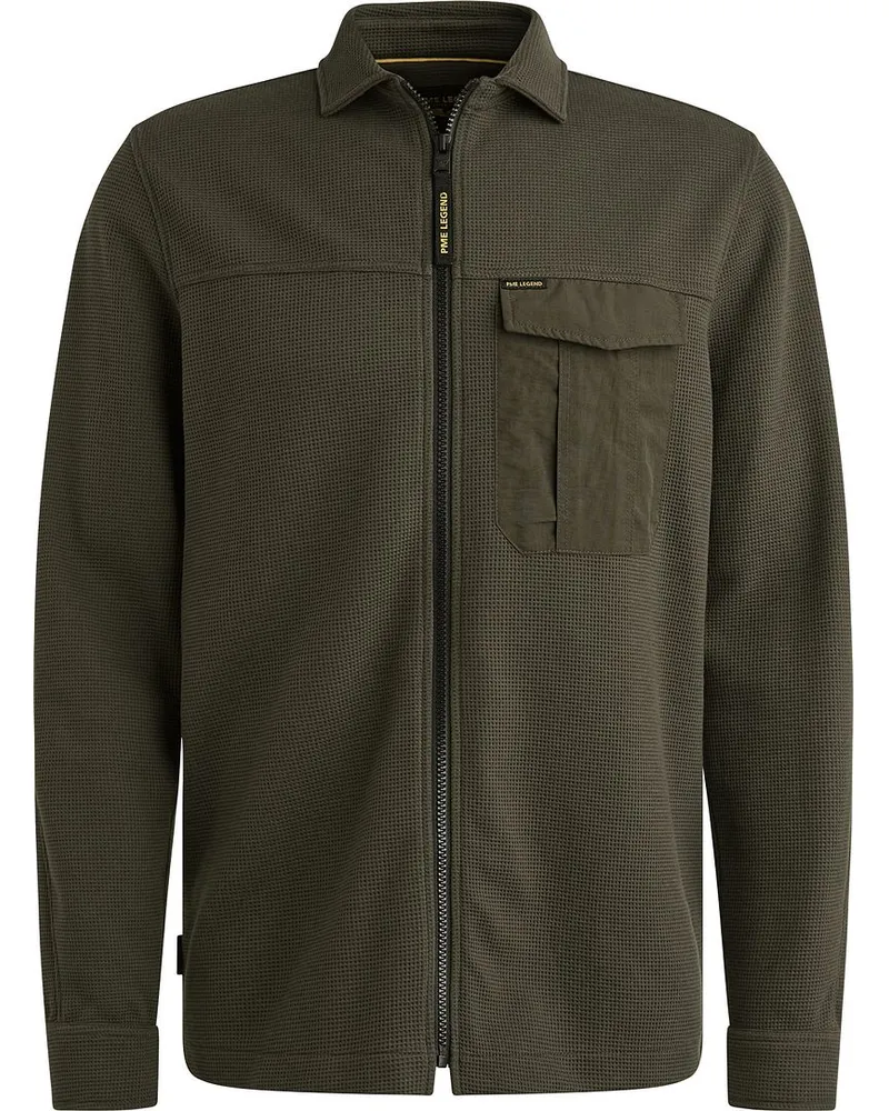 PME Legend Hemdjacke Jersey Waffle Beluga Grün Dunkelgrün