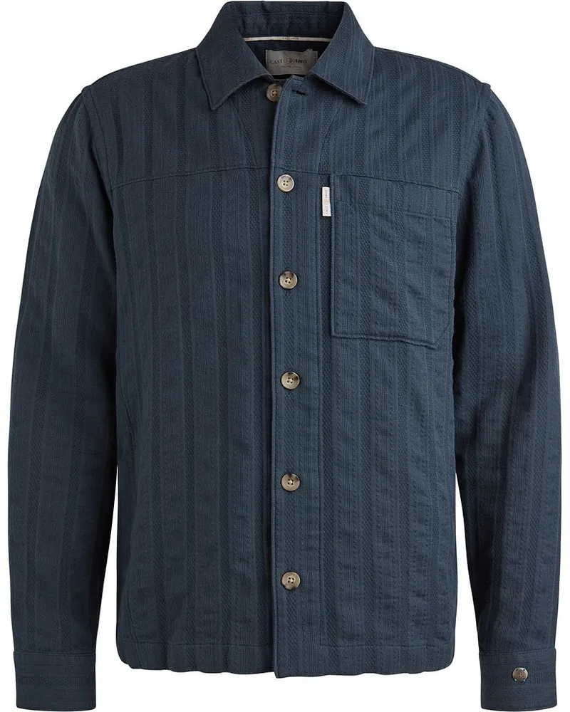 Cast Iron Overshirt Dobby Stripe Navy Dunkelblau