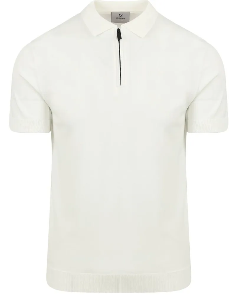 Suitable Cool Dry Knit Poloshirt Off White Weiß