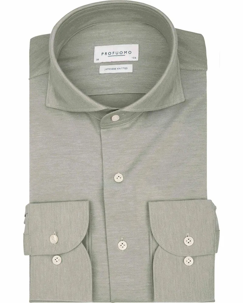 Profuomo Japanese Knitted Hemd Melange Grün Grün