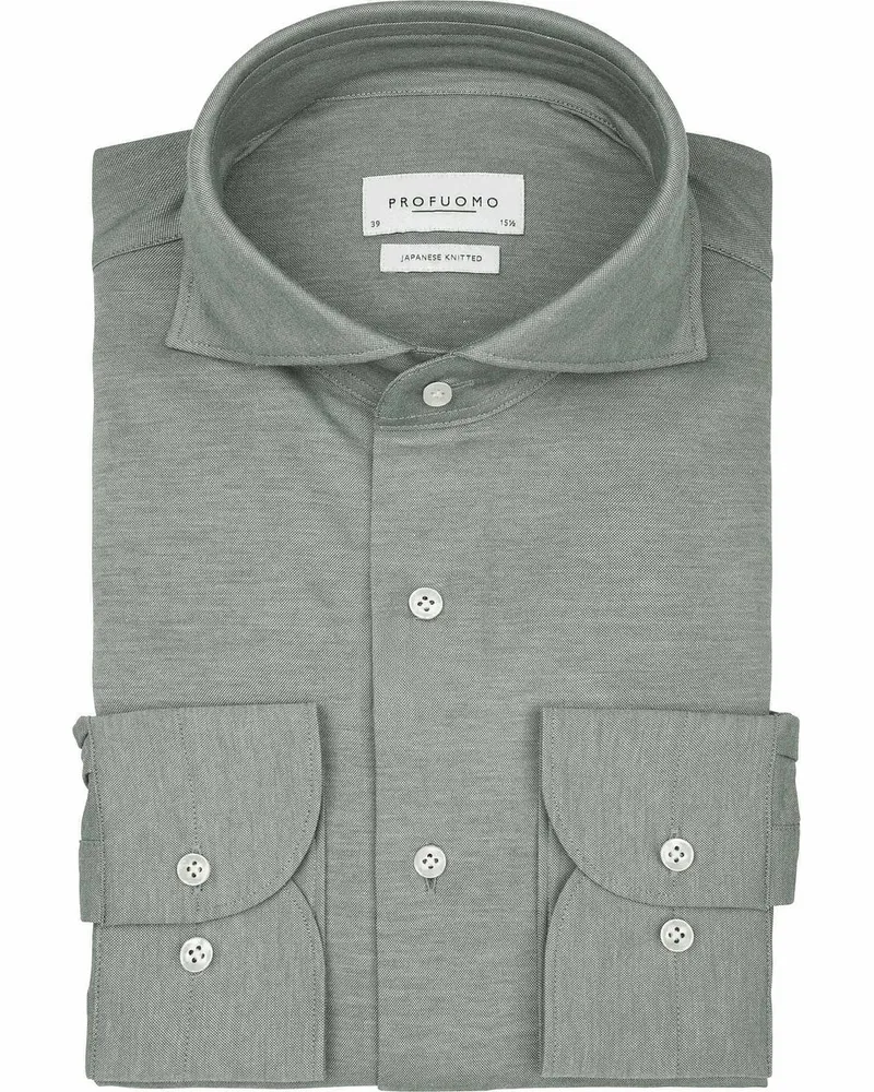 Profuomo Japanese Knitted Hemd Melange Grün Grün