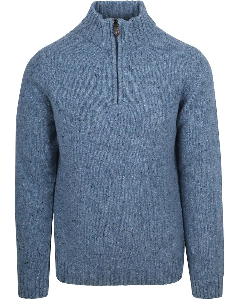 Suitable Half Zip Pullover Tweed Wool Blend Blau Blau