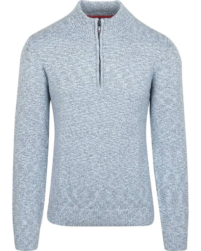 New Zealand Auckland NZA) Pullover Half Zip Thames Milton Slub Blau Hellblau