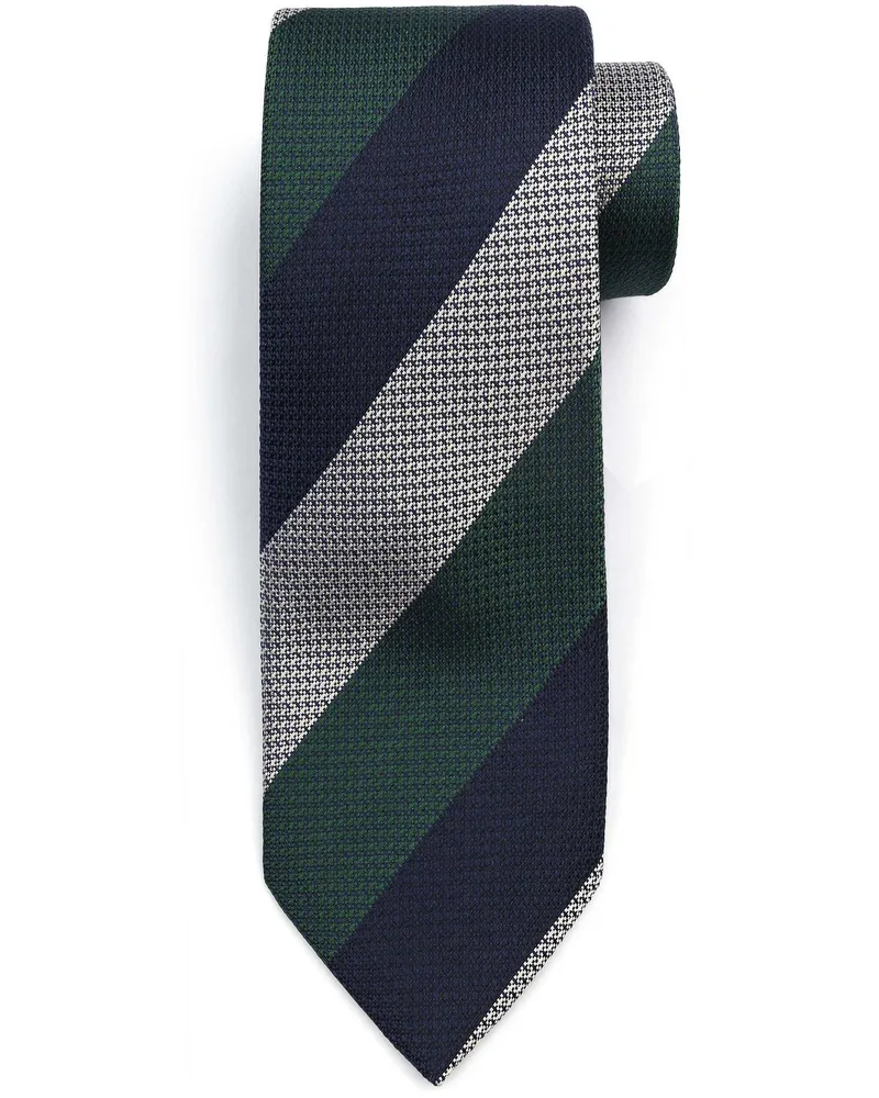 Suitable Krawatte Seide Wide Stripe Navy Grün Dunkelgrün