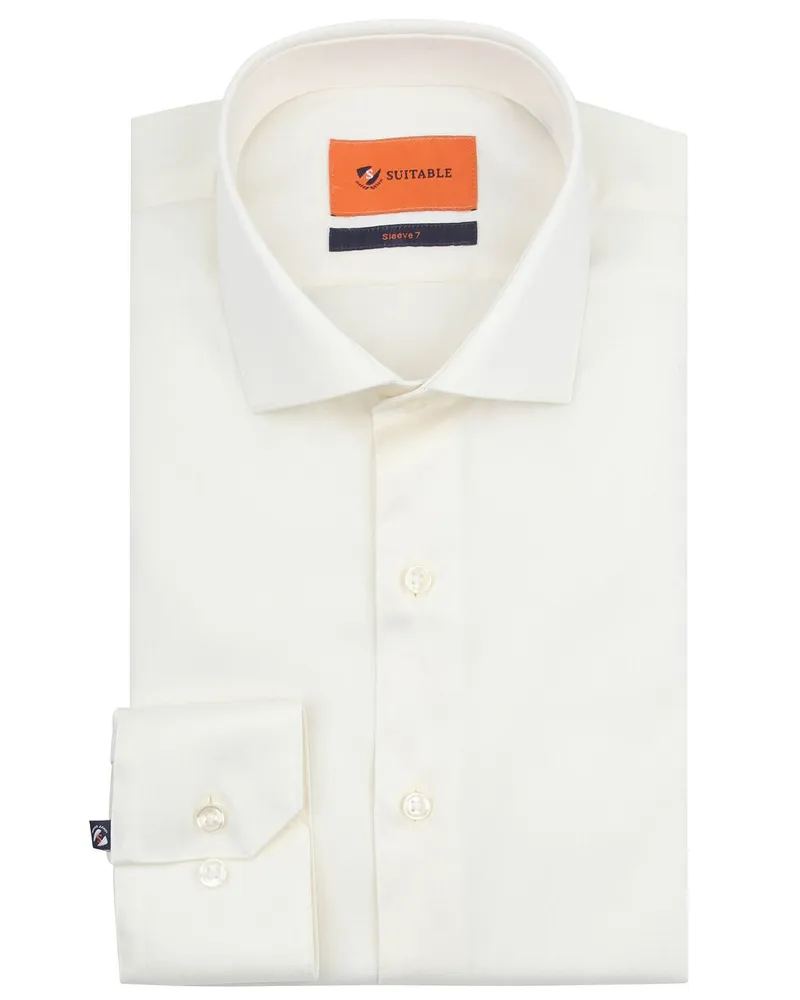 Suitable Hemd Extra Long Sleeves Twill Ecru Weiß
