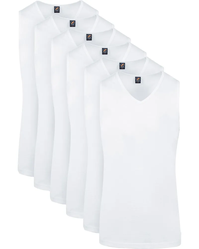 Suitable Viless T-Shirt ärmeloss Weiß 6-Pack Weiß