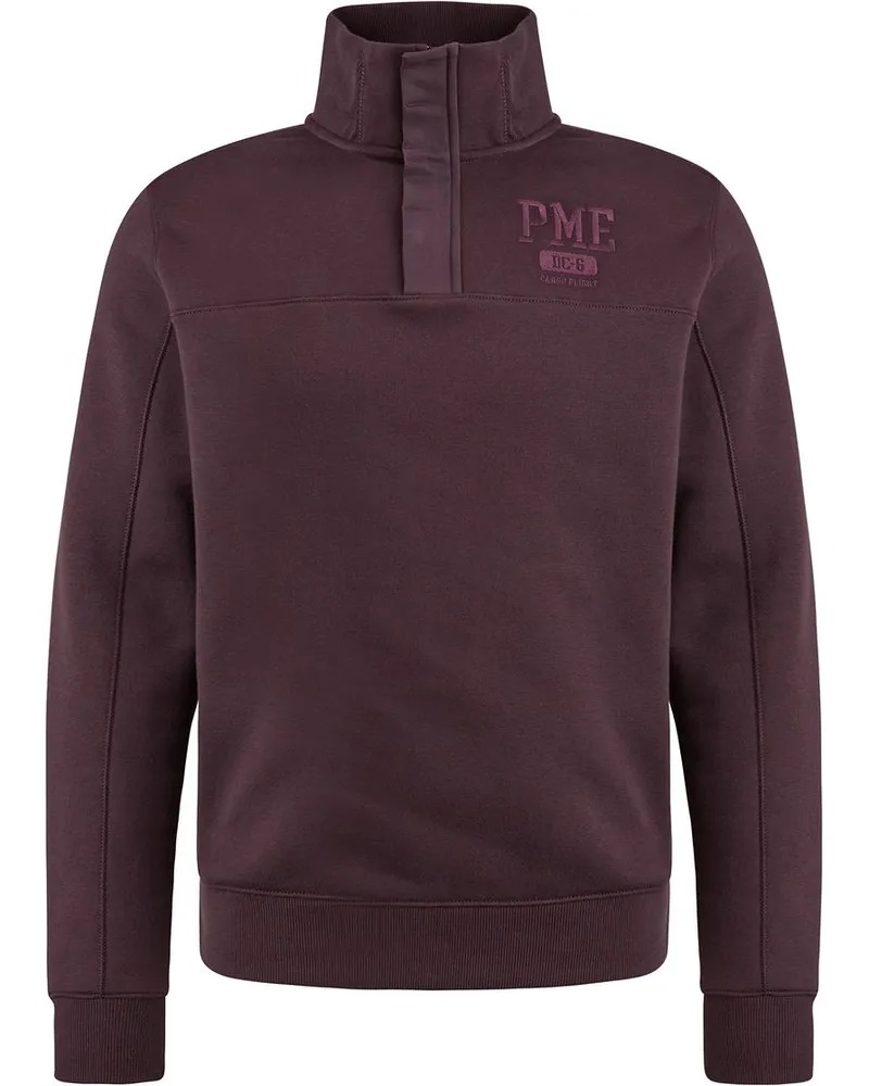 PME Legend Pullover mit halber Knopfleiste und Reißverschluss Bordeaux Bordeaux