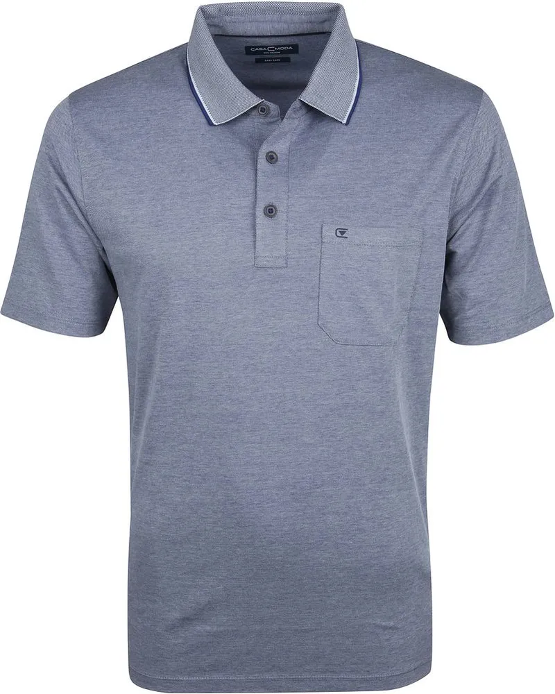 CasaModa Poloshirt Dunkelblau Design Blau