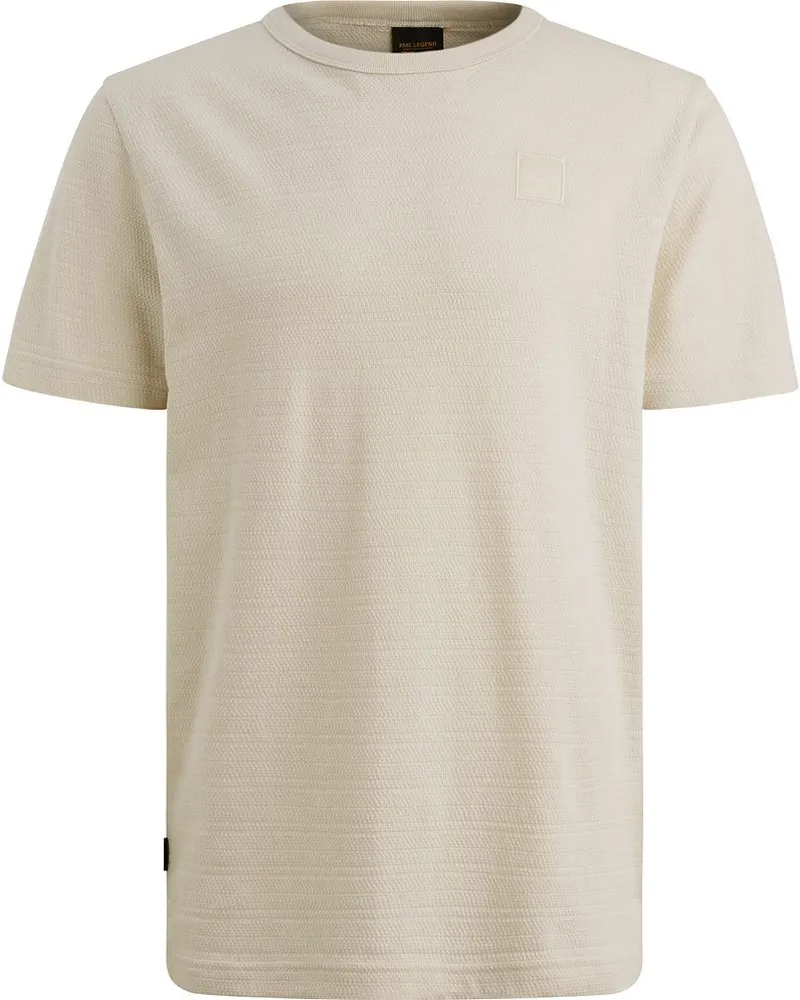 PME Legend T-Shirt Jacquard Gestreift Ecru Beige