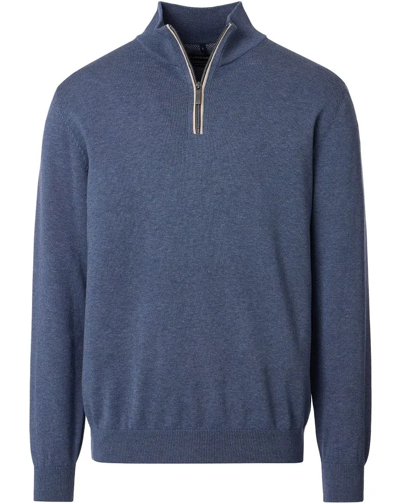CasaModa Halfzip Pullover Solid Blau Blau
