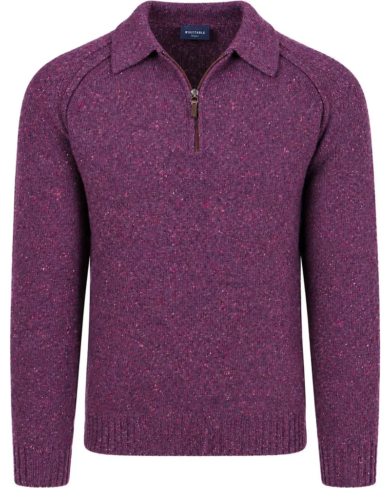 Suitable Polo Zip Pull Tweed Lila Violett