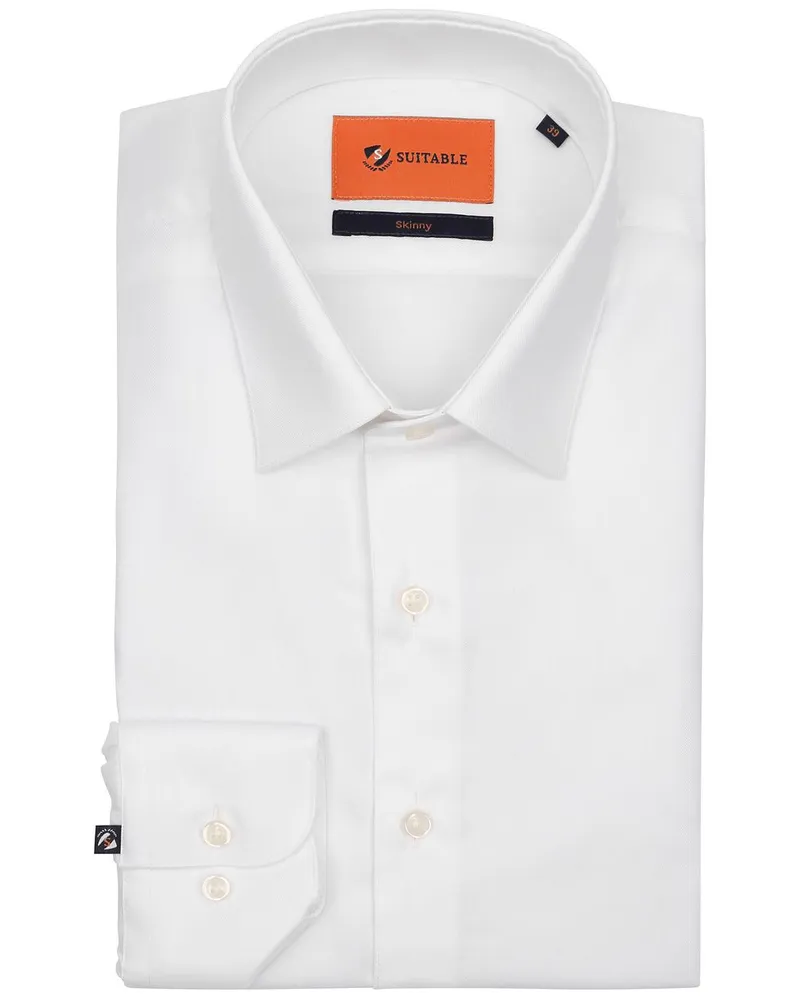 Suitable Twill Hemd Weiß Weiß