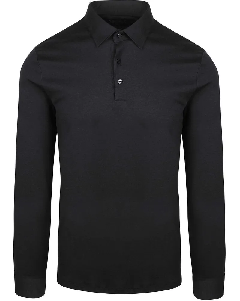 DESOTO Langarm - Longsleeve Poloshirt Essential Black Schwarz