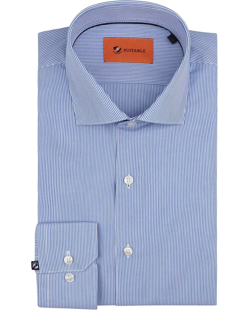 Suitable Hemd Streifen Blau Blau