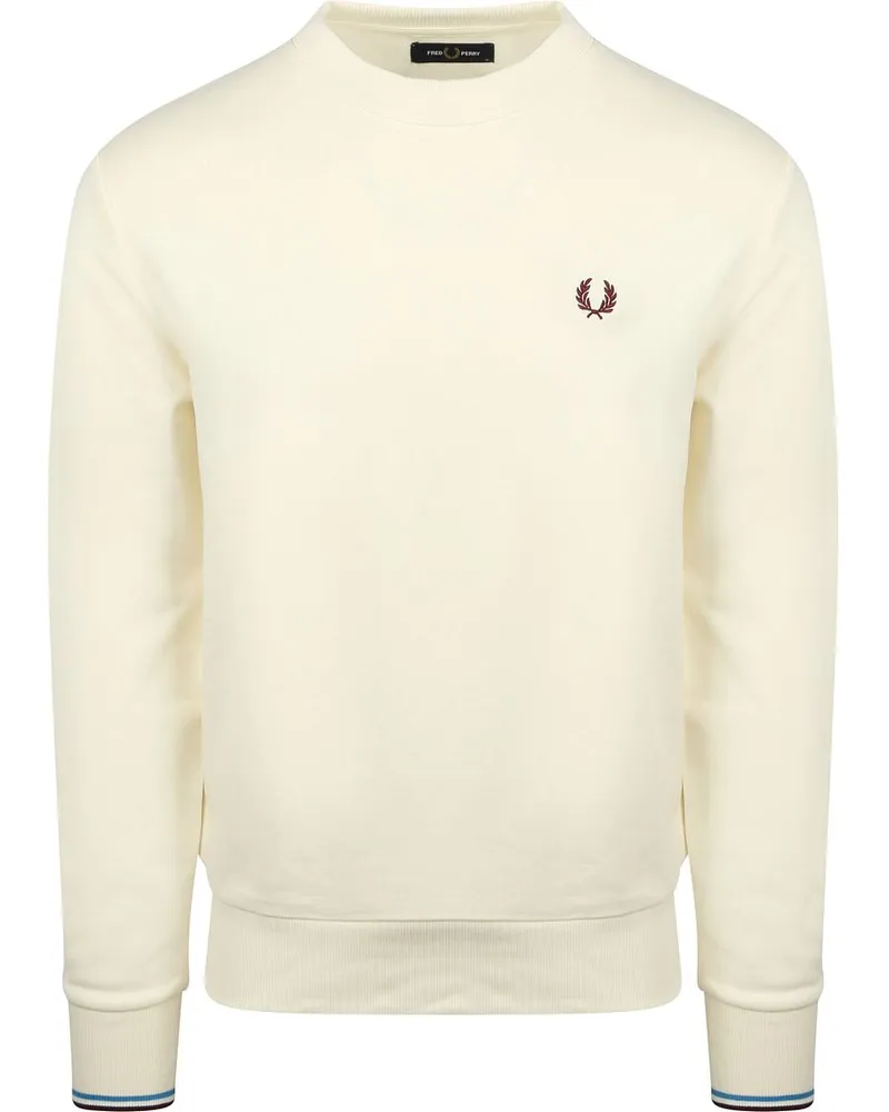 Fred Perry Sweater Logo Ecru Wollweiß