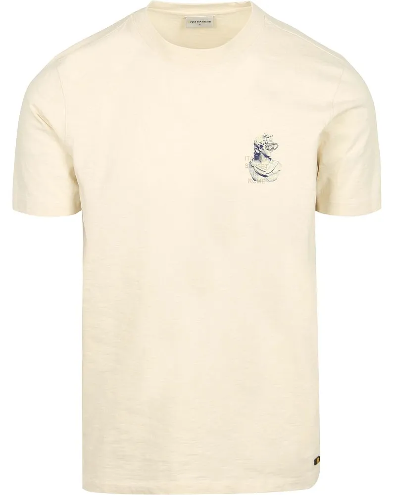 No Excess No-Excess T-Shirt Slub Placed Prints Ecru Wollweiß