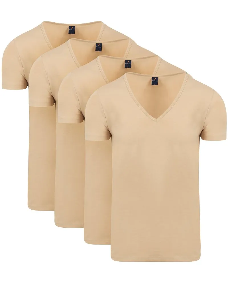 Suitable Unsichtbares Unterhemd Tiefer V-Ausschnitt Vitaru 4er-Pack Beige