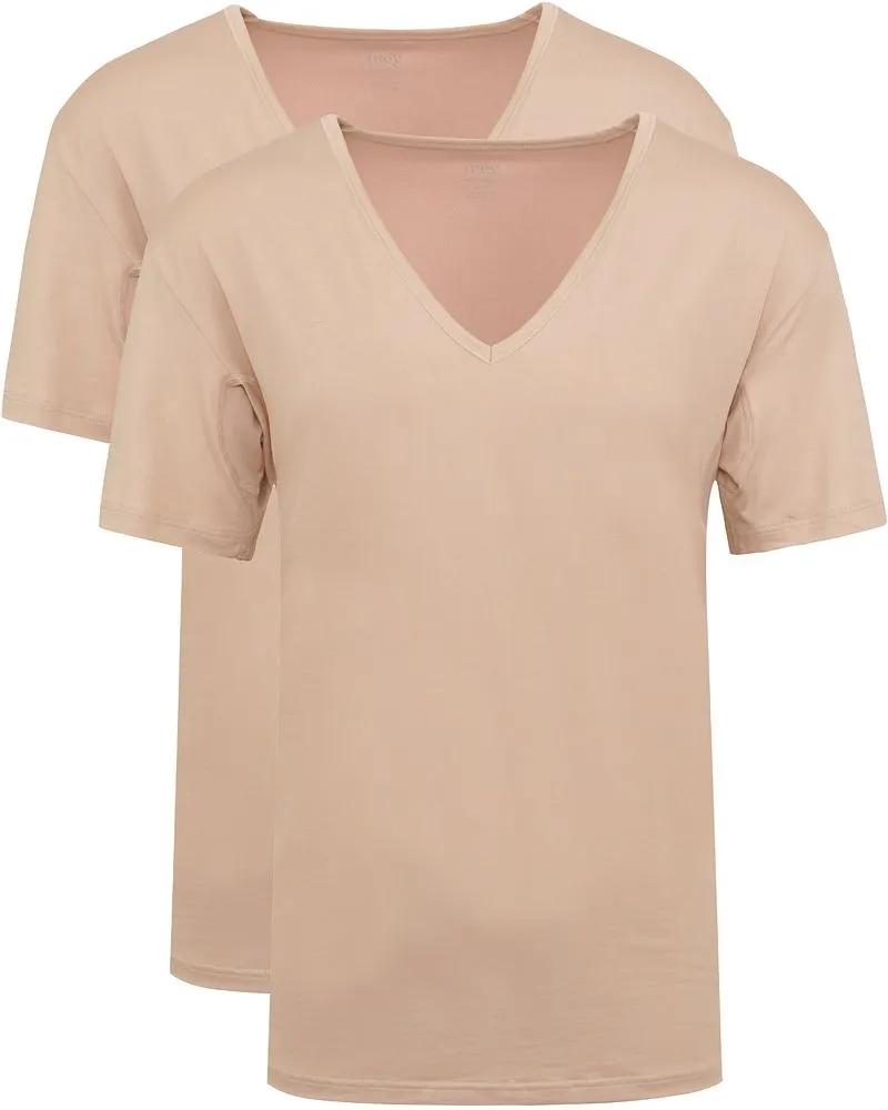 Mey Dry Cotton V-Ausschnitt Unsichtbares Unterhemd 2-Pack Beige