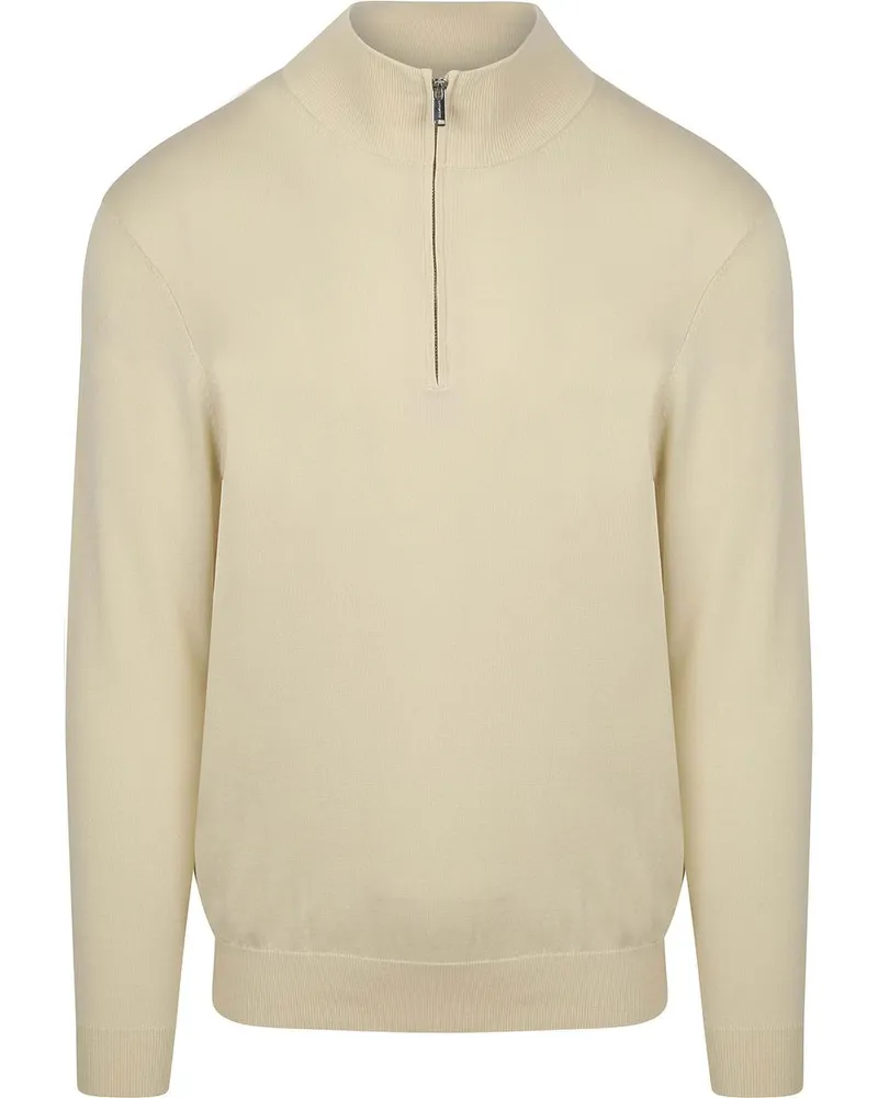 Profuomo Half Zip Pullover Luxury Off White Wollweiß