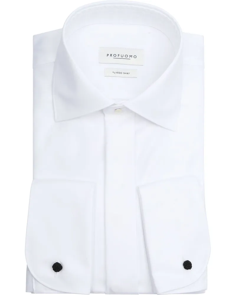 Profuomo Tuxedo Hemd Doppel Manschette Weiß Weiß