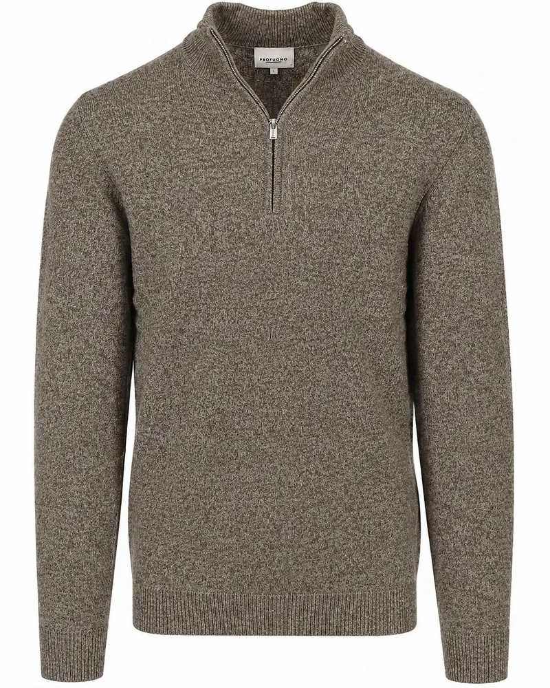 Profuomo Half Zip Pullover Woolblend Sand Grün