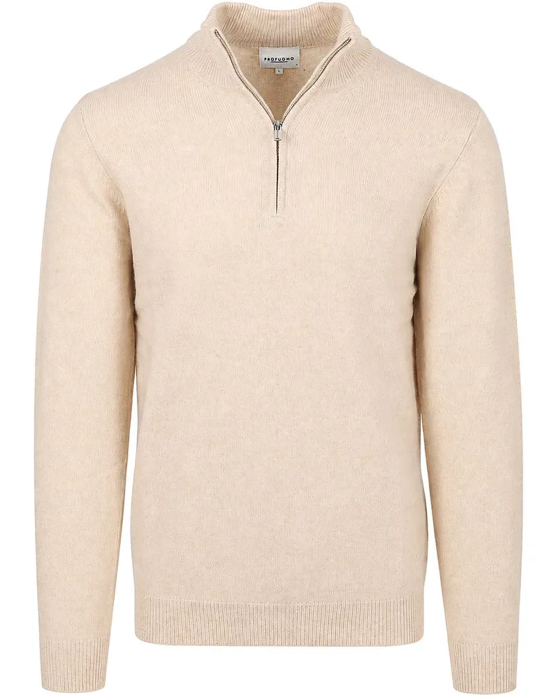 Profuomo Half Zip Pullover Woolblend Sand Grün