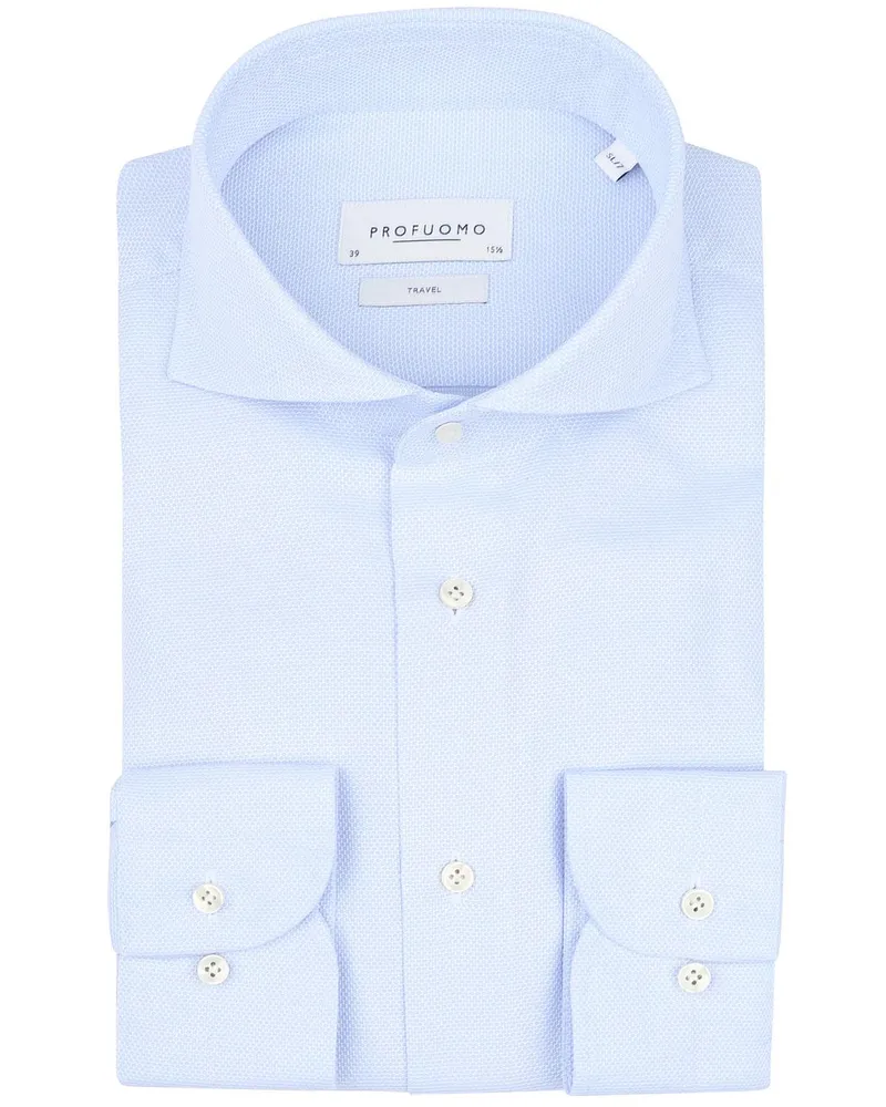 Profuomo Hemd Extra Lange Ärmel Travel Hellblau Hellblau