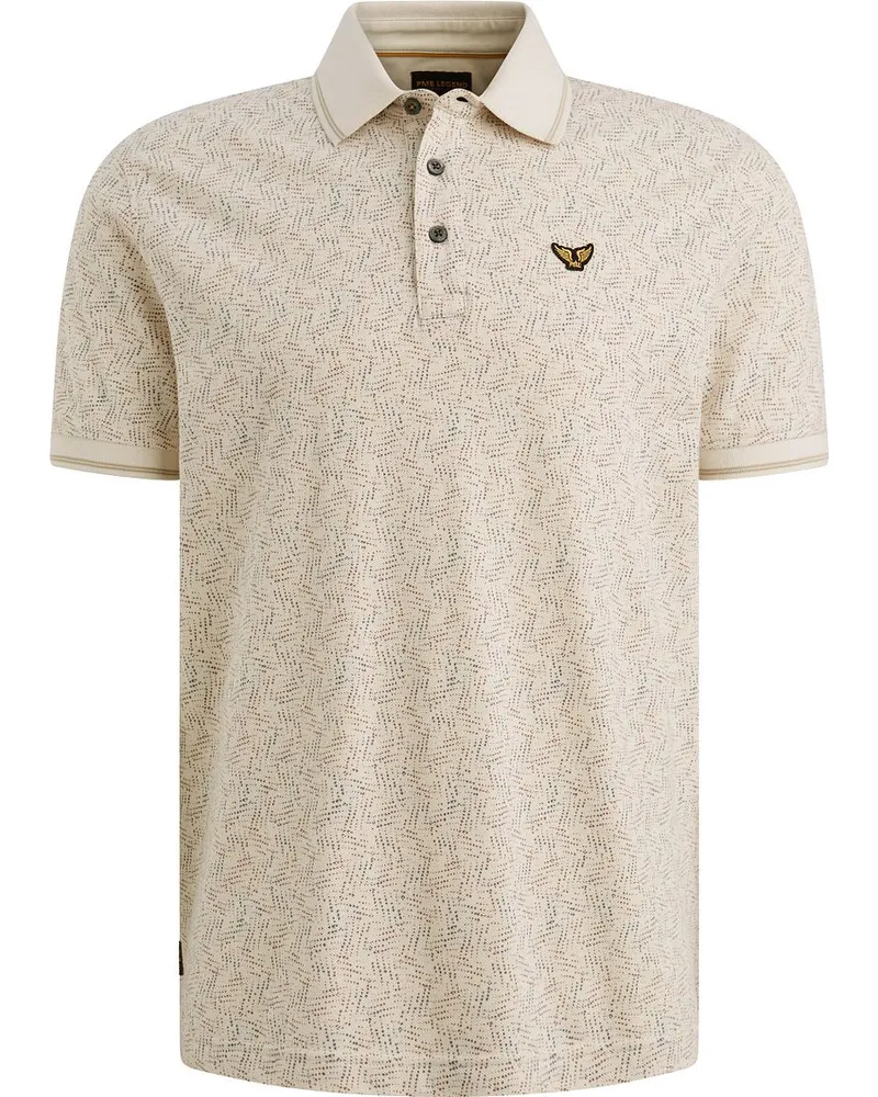 PME Legend Poloshirt Piqué Bedruckt Ecru Beige