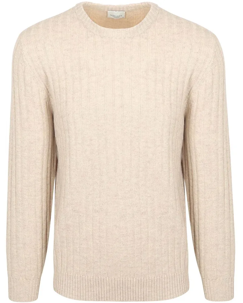 Profuomo Pullover Rib Wool Blend Sand Beige