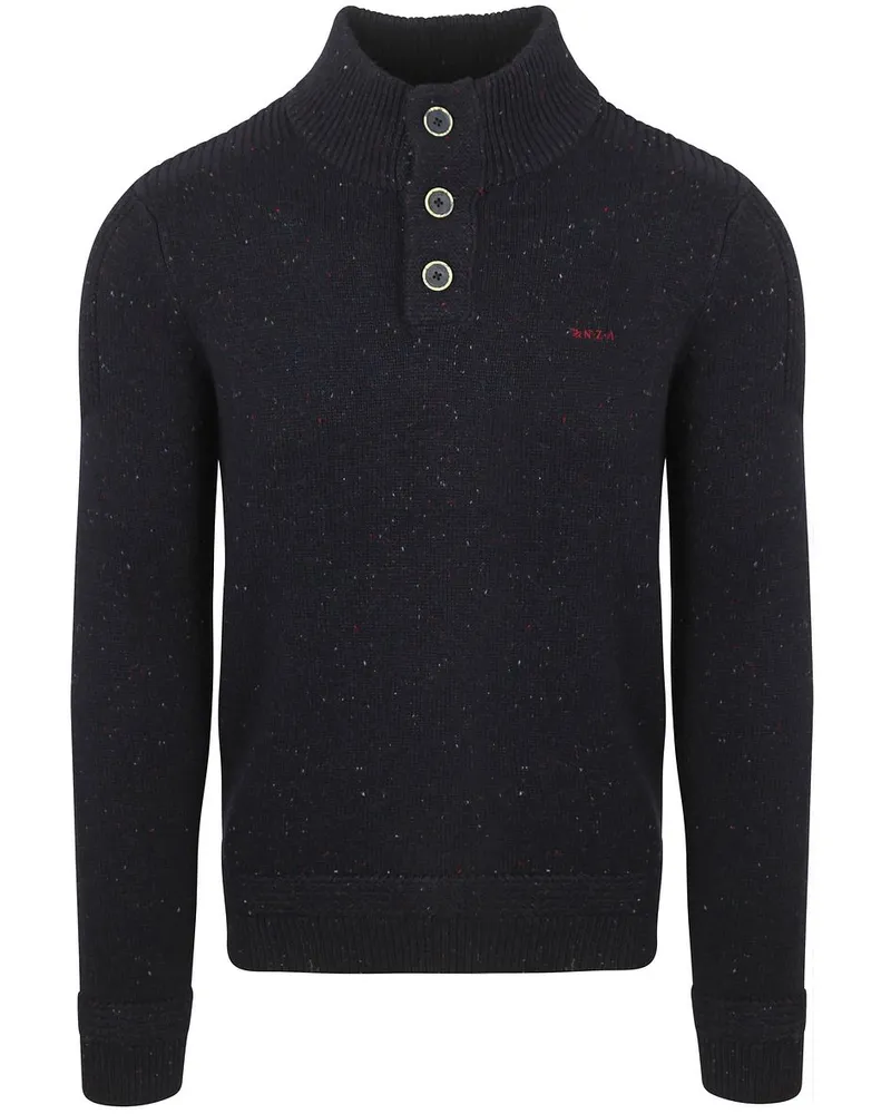 New Zealand Auckland NZA) Pullover Mock-Neck Conor Melange Marine Blau