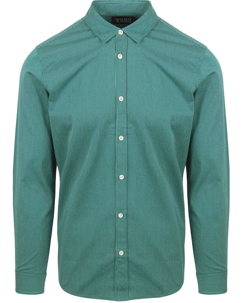 Scotch&Soda Hemd Essential Poplin Stripe Grun Grün