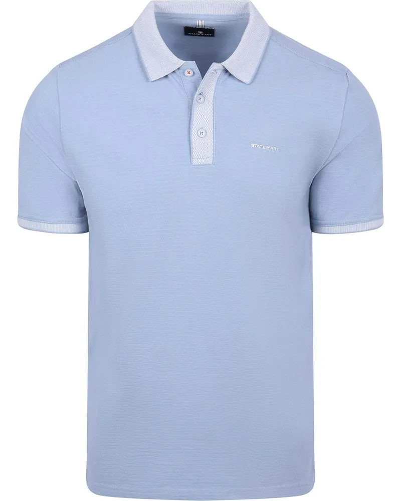 State of Art Poloshirt Jersey Ribbed Contrast Blau Blau