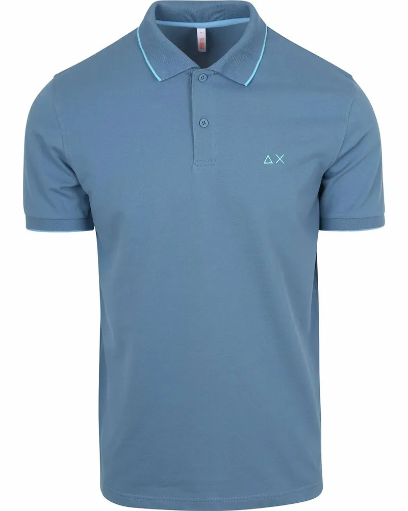 Sun68 Poloshirt Small Stripe Collar Avio Blau Blau
