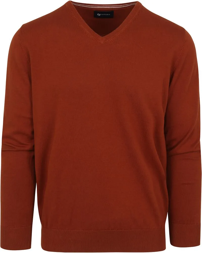 Suitable Pullover Vini V-Ausschnitt Orange Rot