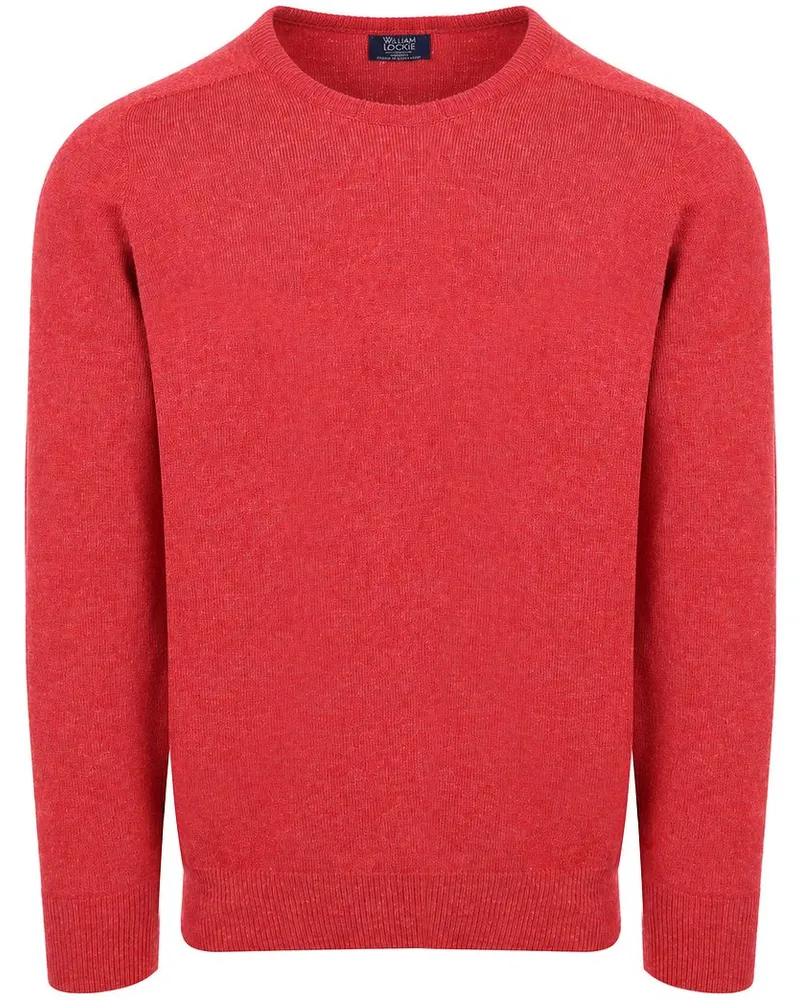 William Lockie Pullover Lammwolle Poppy Melange Rot