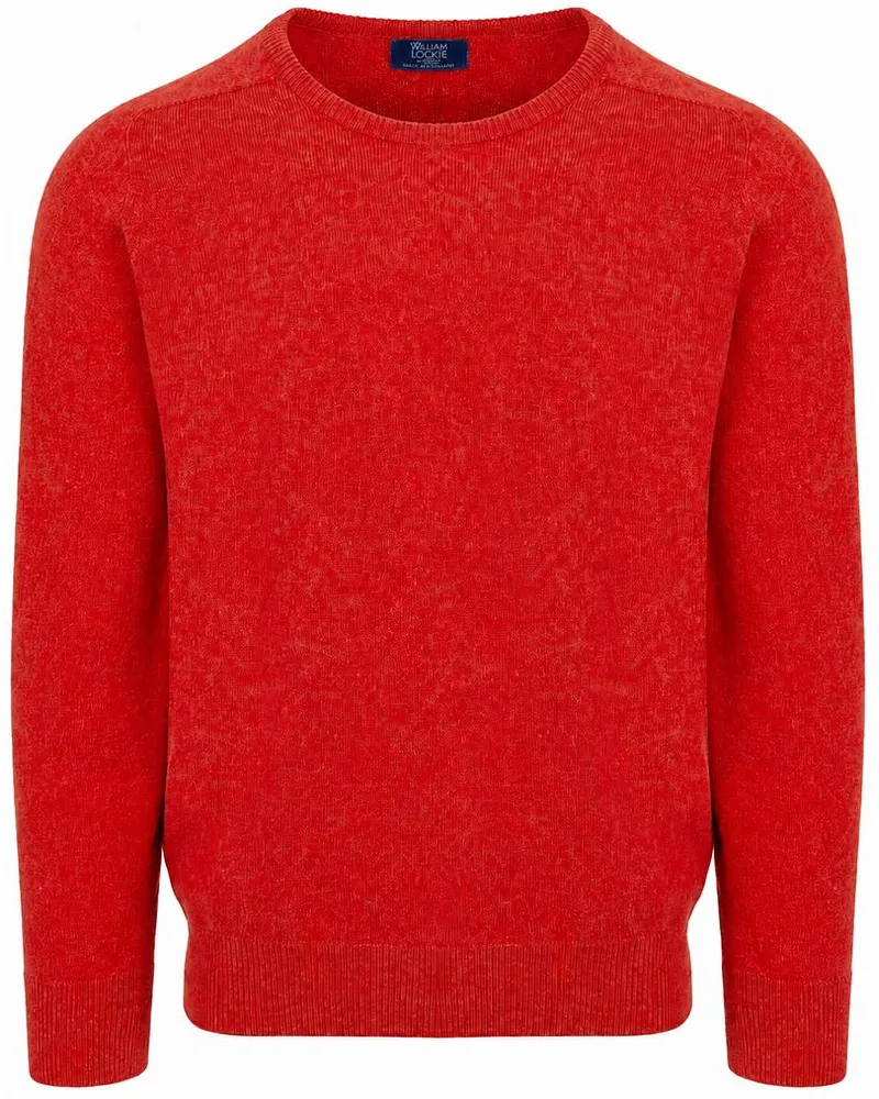 William Lockie Pullover Lammwolle Poppy Melange Rot