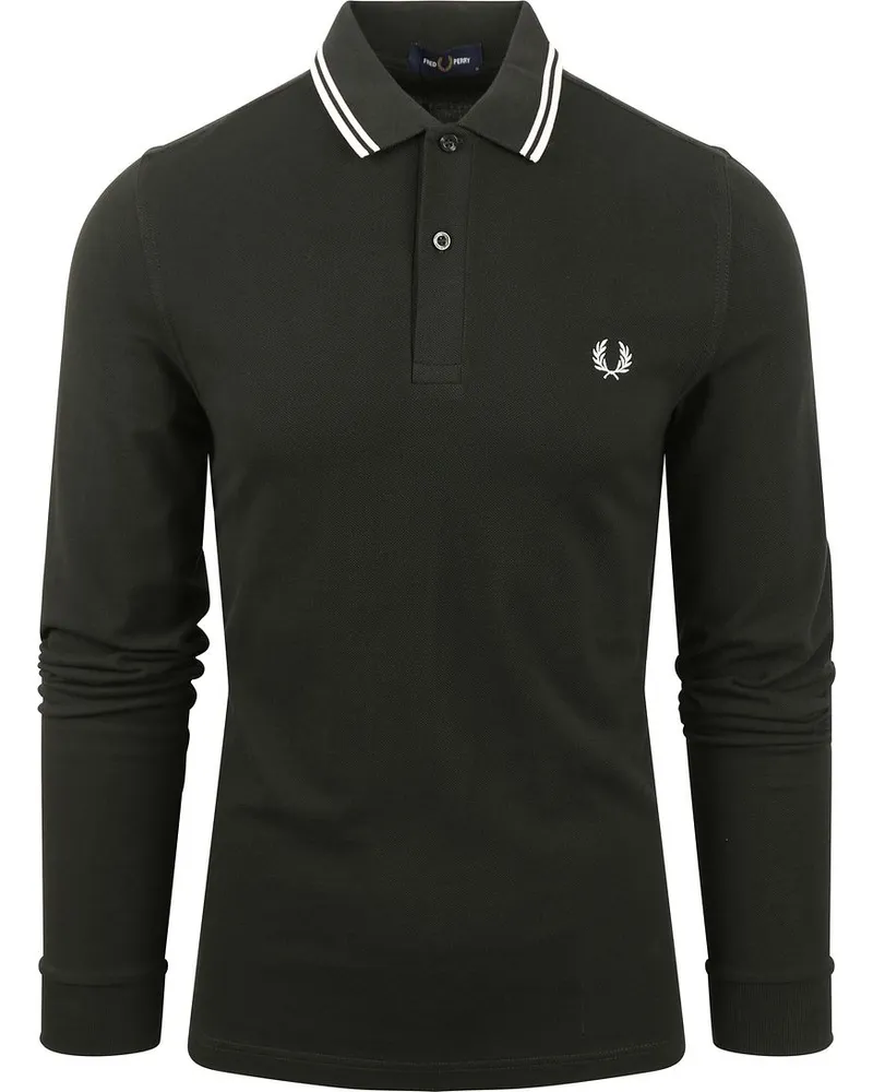 Fred Perry Langarm-Poloshirt Dunkelgrün T50 Grün