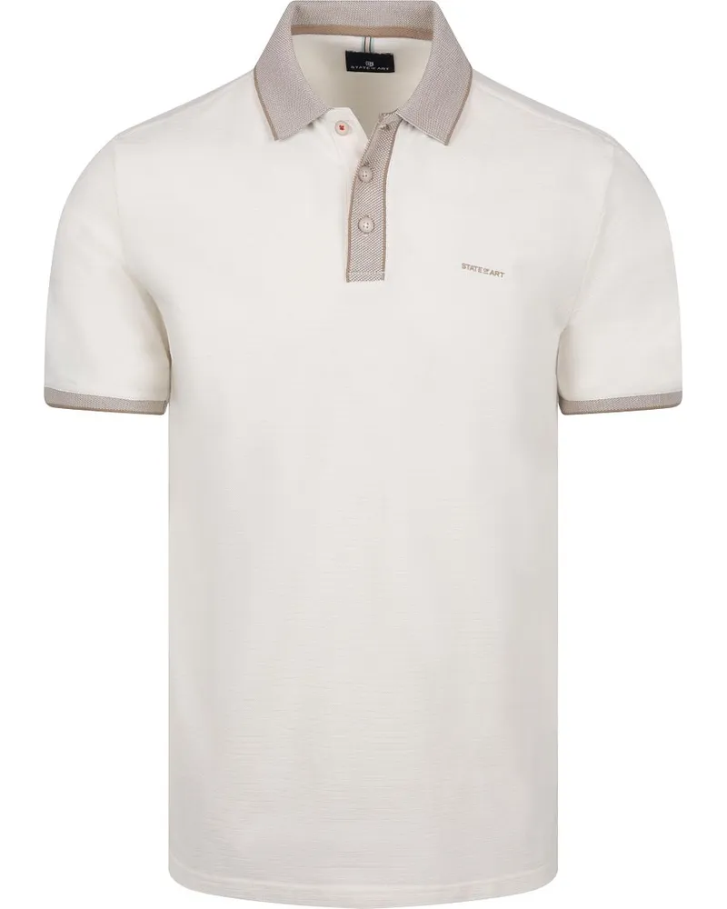 State of Art Poloshirt Jersey Ribbed Contrast Kit Wollweiß
