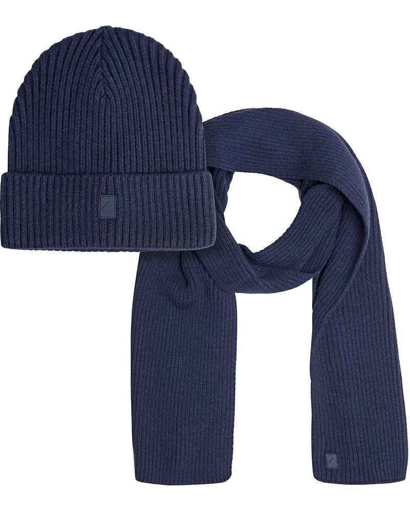 Suitable Beanie-Mütze und Schal Set Marineblau Dunkelblau