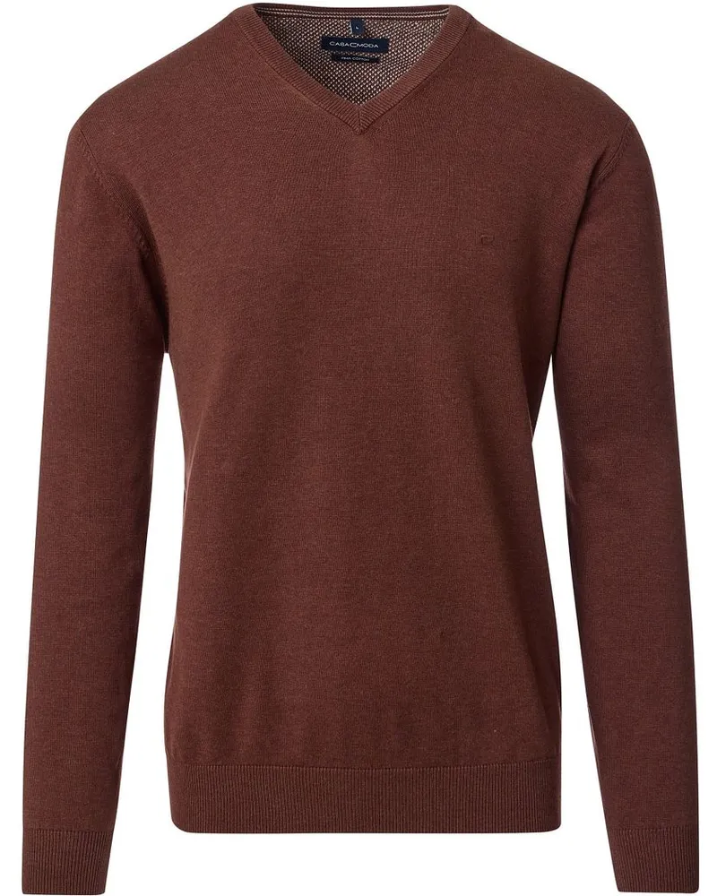 CasaModa Pullover V-Ausschnitt Red Brick Braun